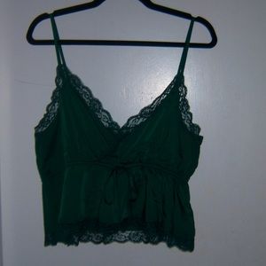 green cropped Lace cami American Eagle